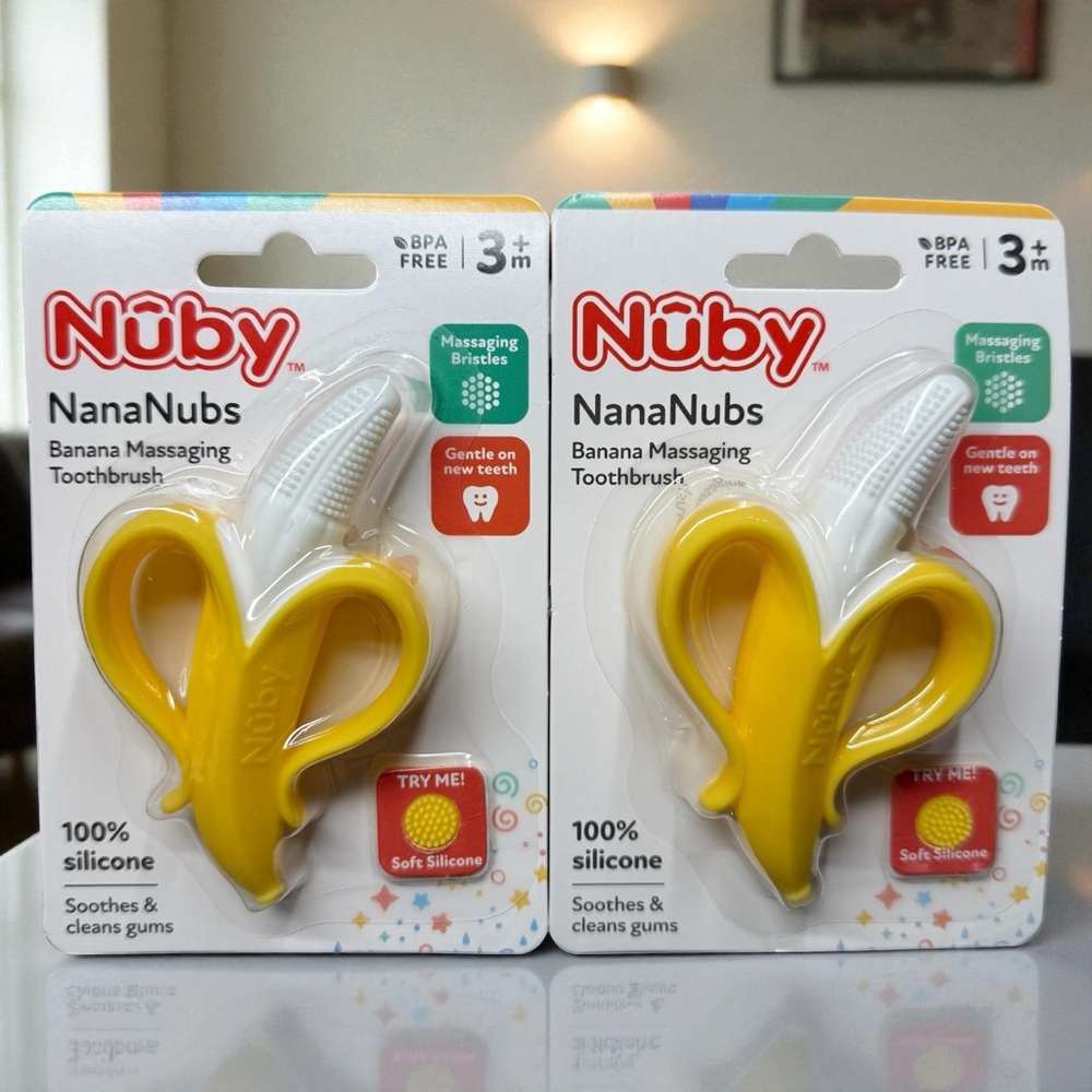 2 Pk‎ Nuby NanaNubs Banana Gum Massaging Teether Baby Teething Toy 3 Months & Up